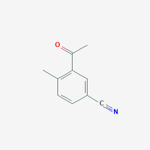 molecular formula C10H9NO B13807538 3-Acetyl-4-methylbenzonitrile 