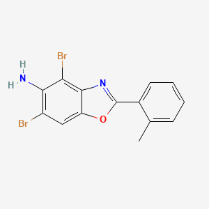 molecular formula C14H10Br2N2O B13807557 4,6-Dibromo-2-(2-methylphenyl)-1,3-benzoxazol-5-amine CAS No. 637302-94-4