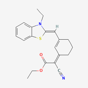 molecular formula C21H22N2O2S B13807559 ethyl (2Z)-2-cyano-2-[3-[(Z)-(3-ethyl-1,3-benzothiazol-2-ylidene)methyl]cyclohex-2-en-1-ylidene]acetate 
