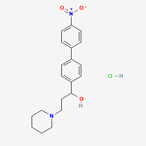 molecular formula C20H25ClN2O3 B13807588 alpha-(4'-Nitro-4-biphenylyl)-1-piperidinepropanol hydrochloride CAS No. 50910-25-3