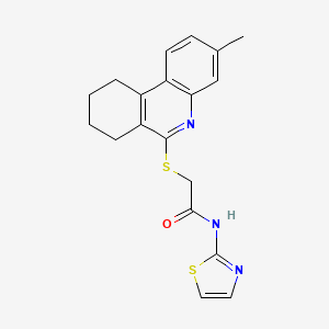 molecular formula C19H19N3OS2 B13807626 2-(3-Methyl-7,8,9,10-tetrahydro-phenanthridin-6-ylsulfanyl)-N-thiazol-2-yl-acetamide 