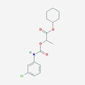 molecular formula C16H20ClNO4 B13807733 Cyclohexyl 2-[(3-chlorophenyl)carbamoyloxy]propanoate CAS No. 6328-37-6
