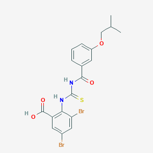 molecular formula C19H18Br2N2O4S B13807742 3,5-Dibromo-2-[[3-(2-methylpropoxy)benzoyl]carbamothioylamino]benzoic acid 
