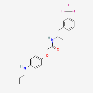 molecular formula C21H25F3N2O2 B13807754 N-(alpha-Methyl-m-trifluoromethylphenethyl)-p-propylaminophenoxy-acetamide CAS No. 61749-01-7