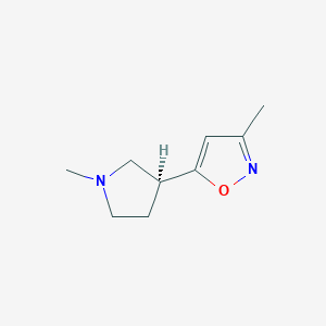 molecular formula C9H14N2O B13807786 Isoxazole, 3-methyl-5-[(3S)-1-methyl-3-pyrrolidinyl]-(9CI) 