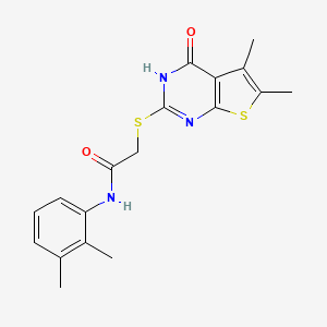 molecular formula C18H19N3O2S2 B13807856 Acetamide,2-[(1,4-dihydro-5,6-dimethyl-4-oxothieno[2,3-D]pyrimidin-2-YL)thio]-N-(2,3-dimethylphenyl)- 