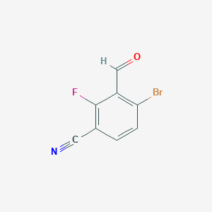 molecular formula C8H3BrFNO B1380786 4-Bromo-2-fluoro-3-formylbenzonitrile CAS No. 1529523-16-7