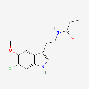 molecular formula C14H17ClN2O2 B13807883 Propionamide, N-(2-(6-chloro-5-methoxy-3-indolyl)ethyl)- CAS No. 63762-75-4