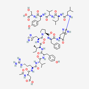 molecular formula C87H125N21O21 B13807960 (3S)-3-acetamido-4-[[(2S)-5-carbamimidamido-1-[[(2S)-1-[[(2S)-1-[[(2S,3S)-1-[[(2S)-1-[(2S)-2-[[(2S)-1-[[(2S)-1-[[(2S)-1-[[(2S)-1-[[(2S)-1-[[(2S)-1-[[(1S)-1-carboxy-2-hydroxyethyl]amino]-3-(4-hydroxyphenyl)-1-oxopropan-2-yl]amino]-3-methyl-1-oxobutan-2-yl]amino]-4-methyl-1-oxopentan-2-yl]amino]-4-methyl-1-oxopentan-2-yl]amino]-3-(1H-imidazol-4-yl)-1-oxopropan-2-yl]amino]-1-oxo-3-phenylpropan-2-yl]carbamoyl]pyrrolidin-1-yl]-3-(1H-imidazol-4-yl)-1-oxopropan-2-yl]amino]-3-methyl-1-oxopentan-2-yl]amino]-3-(4-hydroxyphenyl)-1-oxopropan-2-yl]amino]-3-methyl-1-oxobutan-2-yl]amino]-1-oxopentan-2-yl]amino]-4-oxobutanoic acid 