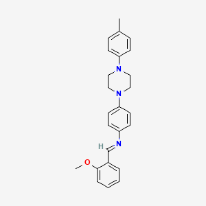 molecular formula C25H27N3O B13808209 N-((2-Methoxyphenyl)methylene)-4-(4-(4-methylphenyl)-1-piperazinyl)benzenamine CAS No. 78932-99-7