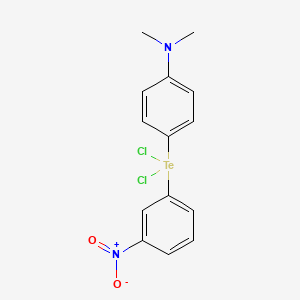molecular formula C14H14Cl2N2O2Te B13808215 Tellurium, dichloro(p-(dimethylamino)phenyl)(m-nitrophenyl)- CAS No. 65743-49-9