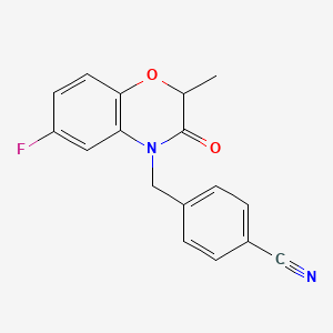 molecular formula C17H13FN2O2 B1380822 4-((6-Fluoro-2,3-dihydro-2-methyl-3-oxobenzo[b][1,4]oxazin-4-yl)methyl)benzonitrile CAS No. 1159978-64-9