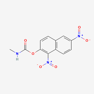 molecular formula C12H9N3O6 B13808257 Carbamic acid, N-methyl-, 1,6-dinitro-2-naphthyl ester CAS No. 63982-50-3