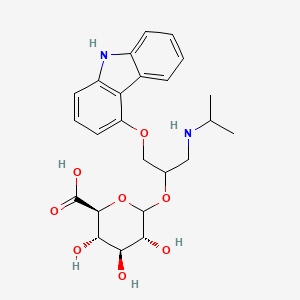 molecular formula C24H30N2O8 B13808290 b-D-Glucopyranosiduronic acid,2-(9H-carbazol-4-yloxy)-1-[[(1-methylethyl)amino]methyl]ethyl,(R)-(9ci) 