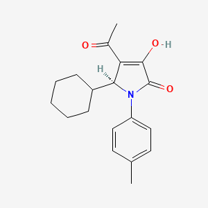 molecular formula C19H23NO3 B13808470 2H-Pyrrol-2-one, 4-acetyl-5-cyclohexyl-1,5-dihydro-3-hydroxy-1-(4-methylphenyl)-, (5S)- 