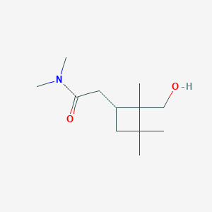 molecular formula C12H23NO2 B13808534 2-[2-(hydroxymethyl)-2,3,3-trimethylcyclobutyl]-N,N-dimethylacetamide 