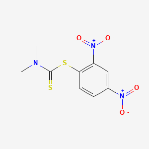 molecular formula C9H9N3O4S2 B13808629 Carbamodithioic acid, dimethyl-, 2,4-dinitrophenyl ester CAS No. 89-37-2