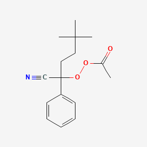 molecular formula C16H21NO3 B13808647 Ethaneperoxoic acid, 1-cyano-4,4-dimethyl-1-phenylpentyl ester CAS No. 58422-75-6