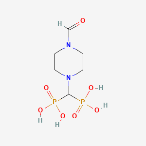molecular formula C6H14N2O7P2 B13808771 Phosphonic acid, [(4-formyl-1-piperazinyl)methylene]bis- CAS No. 71230-69-8
