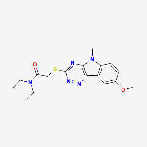 molecular formula C17H21N5O2S B13808875 Acetamide,N,N-diethyl-2-[(8-methoxy-5-methyl-5H-1,2,4-triazino[5,6-B]indol-3-YL)thio]- 
