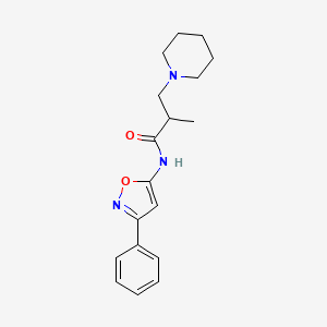 molecular formula C18H23N3O2 B13809185 alpha-Methyl-N-(3-phenyl-5-isoxazolyl)-1-piperidinepropanamide CAS No. 86683-56-9