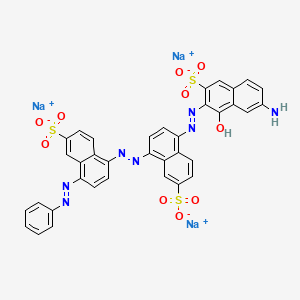 molecular formula C36H22N7Na3O10S3 B13809244 Trisodium 5-((7-amino-1-hydroxy-3-sulfo-2-naphthalenyl)azo)-8-((4-(phenylazo)-6-sulfo-1-naphthalenyl)azo)-2-naphthalenesulfonate CAS No. 85283-66-5