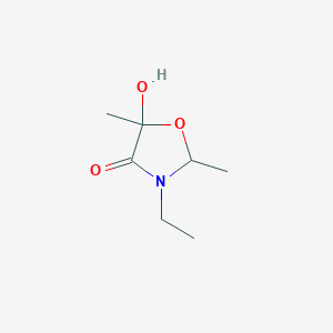 molecular formula C7H13NO3 B13809362 3-Ethyl-5-hydroxy-2,5-dimethyl-1,3-oxazolidin-4-one 