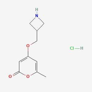molecular formula C10H14ClNO3 B1380937 4-(azetidin-3-ylmethoxy)-6-methyl-2H-pyran-2-one hydrochloride CAS No. 1824063-71-9