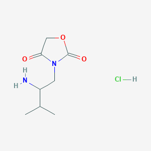 molecular formula C8H15ClN2O3 B1380940 3-(2-Amino-3-methylbutyl)oxazolidine-2,4-dione hydrochloride CAS No. 1824062-63-6