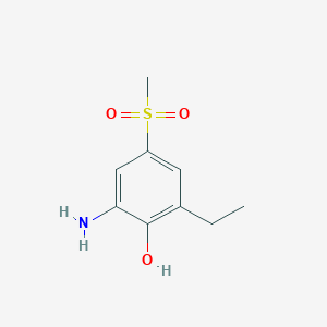 molecular formula C9H13NO3S B13809423 2-Amino-6-ethyl-4-methylsulfonylphenol 