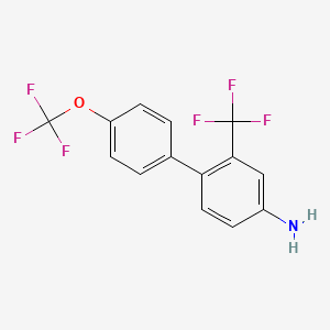 molecular formula C14H9F6NO B1380943 4-Amino-4'-(trifluoromethoxy)-2-(trifluoromethyl)biphenyl CAS No. 875774-78-0