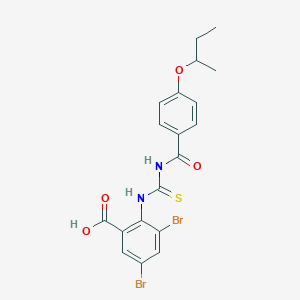 molecular formula C19H18Br2N2O4S B13809463 3,5-Dibromo-2-[(4-butan-2-yloxybenzoyl)carbamothioylamino]benzoic acid 