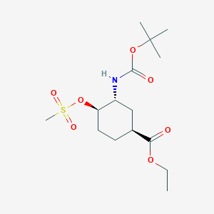 molecular formula C15H27NO7S B1380947 (1s,3r,4r)-3-[(Tert-butoxycarbonyl)amino]-4-[(methylsulfonyl)oxy]cyclohexanecarboxylic acid ethyl ester CAS No. 365997-36-0