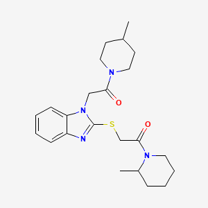 molecular formula C23H32N4O2S B13809531 1-(4-Methylpiperidin-1-yl)-2-[2-[2-(2-methylpiperidin-1-yl)-2-oxoethyl]sulfanylbenzimidazol-1-yl]ethanone 