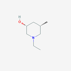 molecular formula C8H17NO B13809617 3-Piperidinol,1-ethyl-5-methyl-,cis-(9CI) 