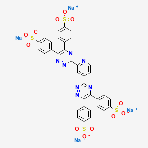 molecular formula C35H19N7Na4O12S4 B13809691 Benzenesulfonic acid, 4,4',4'',4'''-(2,4-pyridinediylbis(1,2,4-triazine-3,5,6-triyl))tetrakis-, tetrasodium salt CAS No. 59895-79-3
