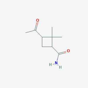 molecular formula C9H15NO2 B13809746 Cyclobutanecarboxamide, 3-acetyl-2,2-dimethyl-(9CI) 
