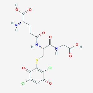 molecular formula C16H17Cl2N3O8S B138098 (2S)-2-amino-5-[[(2R)-1-(carboxymethylamino)-3-(2,5-dichloro-3,6-dioxocyclohexa-1,4-dien-1-yl)sulfanyl-1-oxopropan-2-yl]amino]-5-oxopentanoic acid CAS No. 135608-87-6