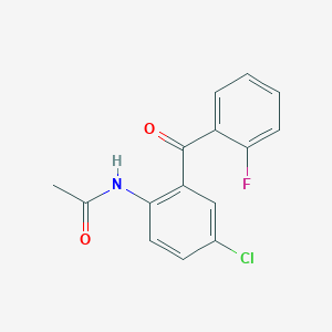 molecular formula C15H11ClFNO2 B13809843 N-[4-chloro-2-(2-fluorobenzoyl)phenyl]acetamide 