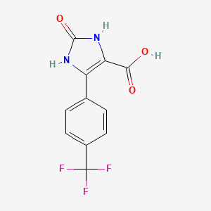 molecular formula C11H7F3N2O3 B13809872 1,3-Dihydro-imidazol-2-one-5-(4-trifluoromethyl)phenyl-4-carboxylic acid 