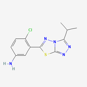 molecular formula C12H12ClN5S B13809927 4-Chloro-3-(3-isopropyl[1,2,4]triazolo[3,4-B][1,3,4]thiadiazol-6-YL)aniline CAS No. 889945-20-4