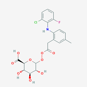 molecular formula C21H21ClFNO9 B13809935 Lumiracoxib acyl-b-D-glucuronide 