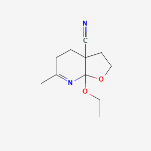 molecular formula C11H16N2O2 B13810005 7a-Ethoxy-6-methyl-2,3,5,7a-tetrahydrofuro[2,3-b]pyridine-3a(4H)-carbonitrile 