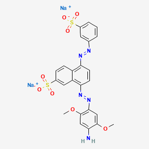 molecular formula C24H19N5Na2O8S2 B13810111 Disodium 8-((4-amino-2,5-dimethoxyphenyl)azo)-5-((3-sulphonatophenyl)azo)naphthalene-2-sulphonate CAS No. 68214-02-8