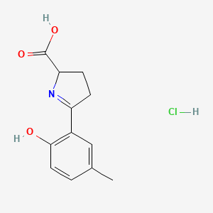 molecular formula C12H14ClNO3 B13810136 3,4-Dihydro-5-(2-hydroxy-5-methylphenyl)-2h-pyrrole-2-carboxylic acid hydrochloride 