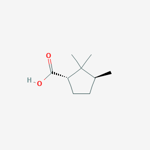 molecular formula C9H16O2 B13810190 Cyclopentanecarboxylic acid, 2,2,3-trimethyl-, (1S,3S)-(9CI) 