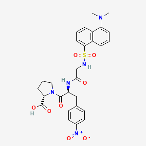 molecular formula C28H31N5O8S B13810216 Dansyl-glycyl-nitrophenylalanyl-proline CAS No. 80733-88-6