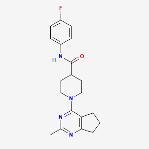 molecular formula C20H23FN4O B13810326 N-(4-fluorophenyl)-1-(2-methyl-6,7-dihydro-5H-cyclopenta[d]pyrimidin-4-yl)piperidine-4-carboxamide 