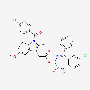 molecular formula C34H25Cl2N3O5 B13810377 Estere dell'ossazepam con indometacina [Italian] CAS No. 20231-05-4