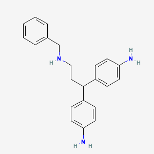 molecular formula C22H25N3 B13810432 Aniline, 4,4'-bis(3-benzylaminopropylidene)DI- CAS No. 22083-71-2